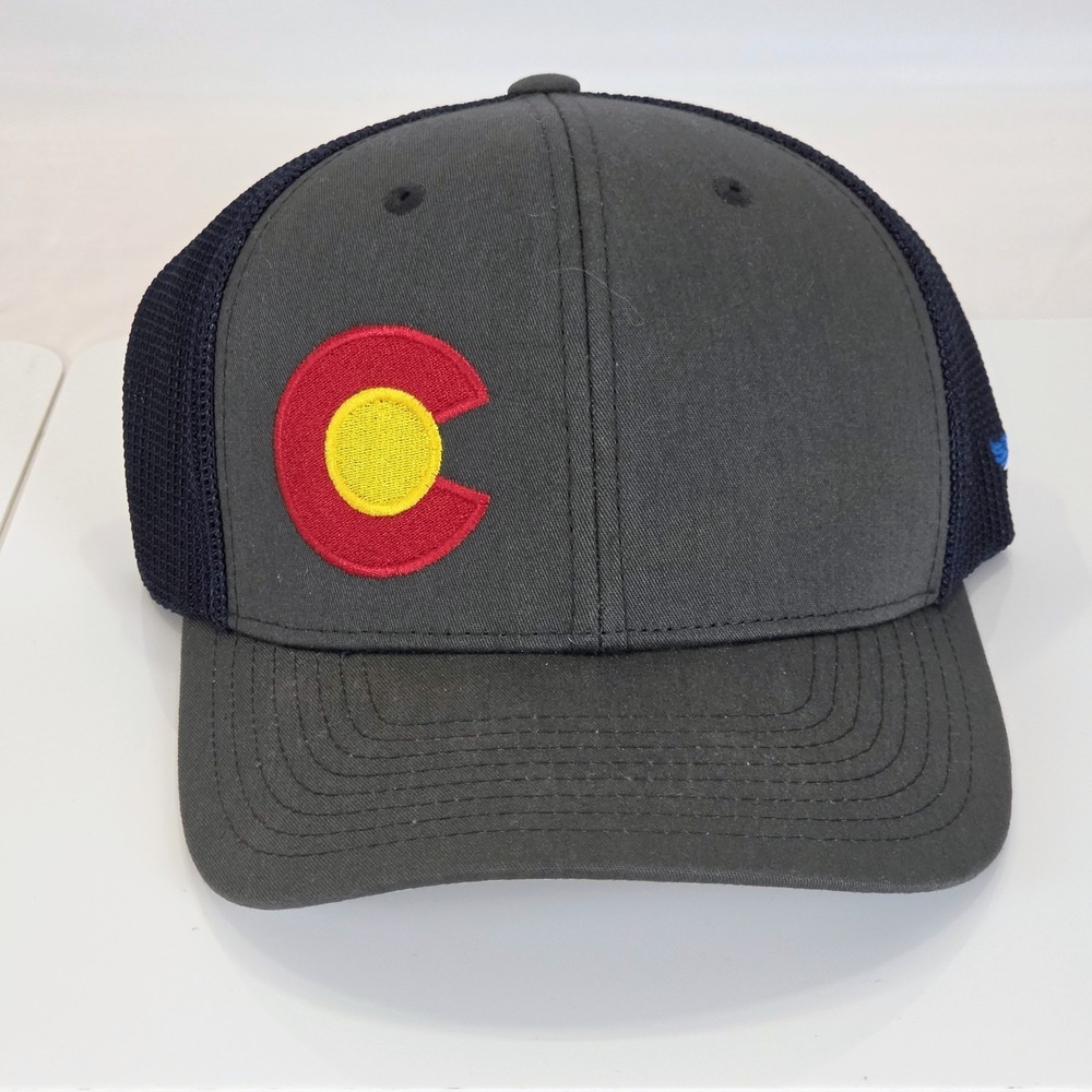 Yupoong Mesh Flexfit Trucker Hat Gray Charcoal Colorado Flag Fitted Hat Cap 6511